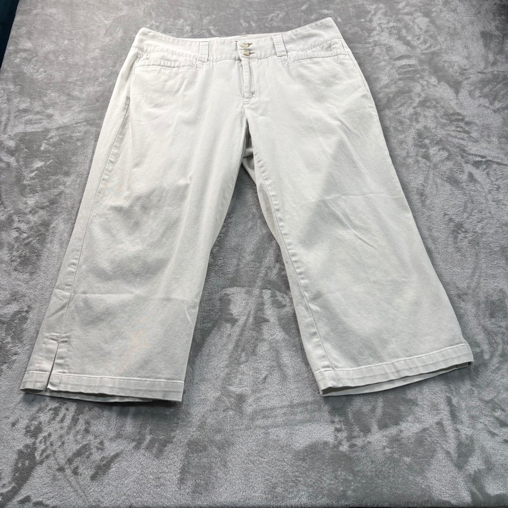 Dockers Womens Khaki Capri Pants Size 12 Tan Cotton Stretch Wide Leg